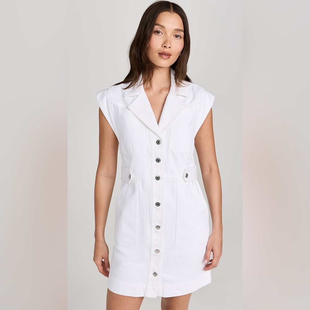 Veronica Beard White Button-Front Mini Dress